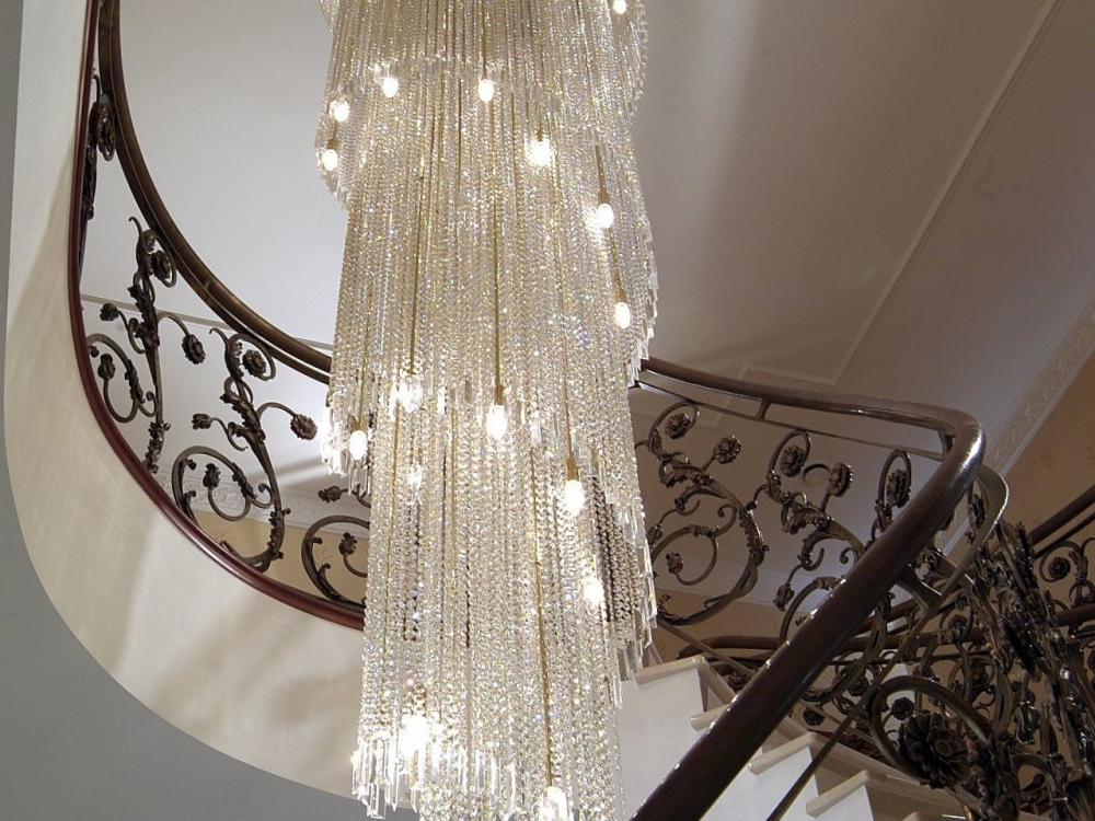 Crystal chandelier for living room «Spiral»