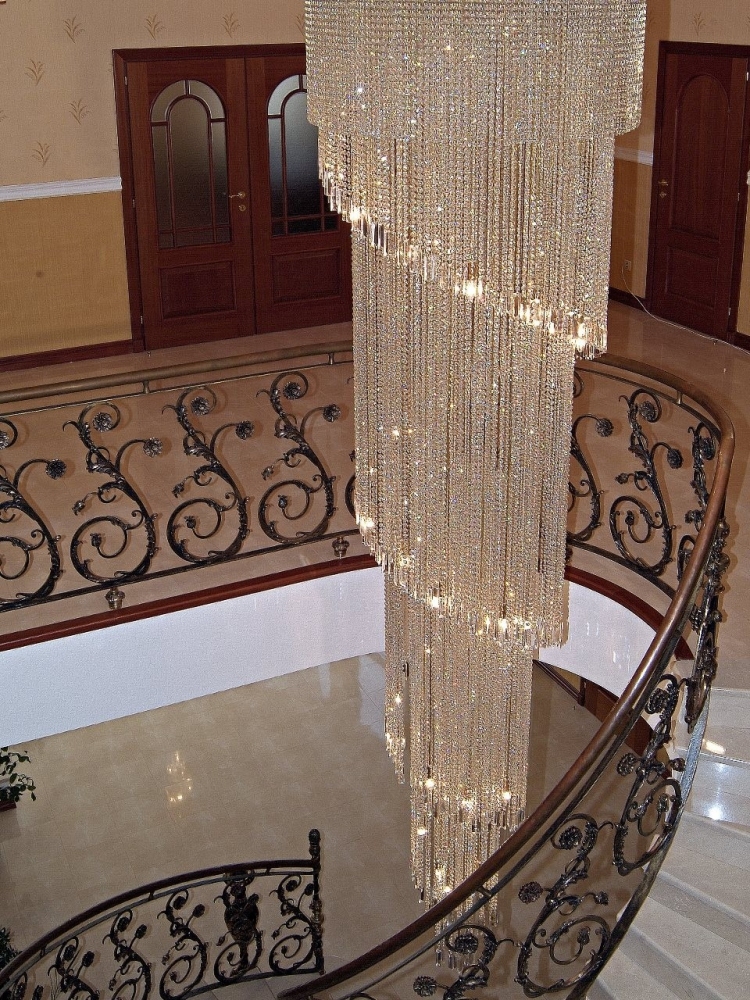 Crystal chandelier for living room «Spiral»