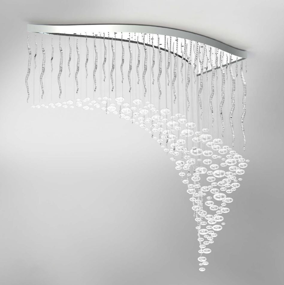Modern abstract chandelier with glass elements