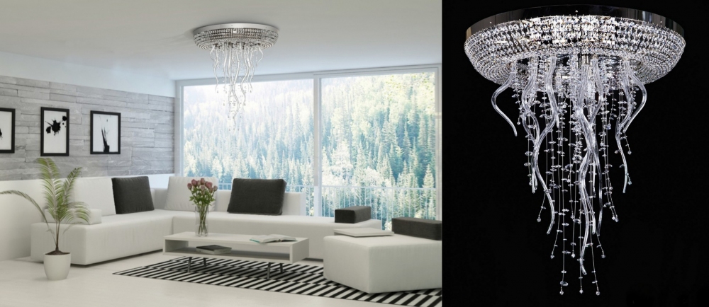 Modern lamp with glass elements