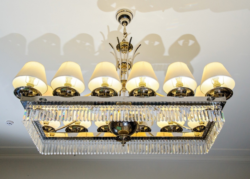 Light fixture for the room of crystal and bronze