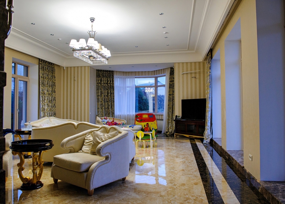 Light fixture for the room of crystal and bronze