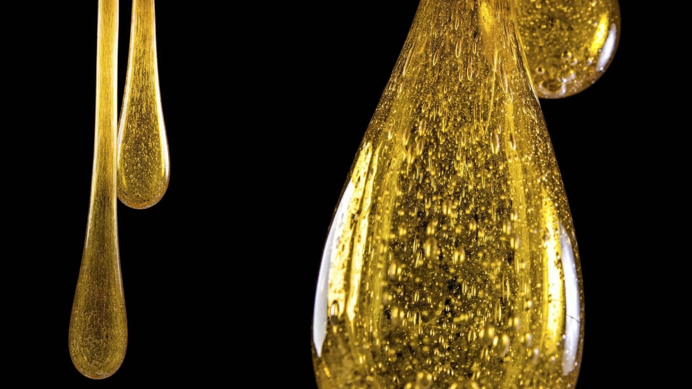 Modern chandelier «Yellow glass drops»