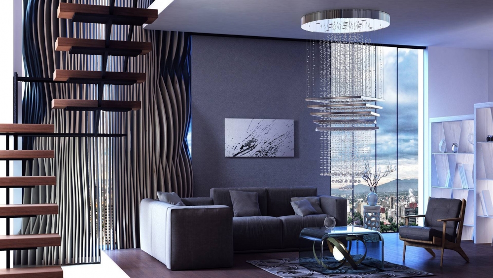 Modern lamp with metal elements
